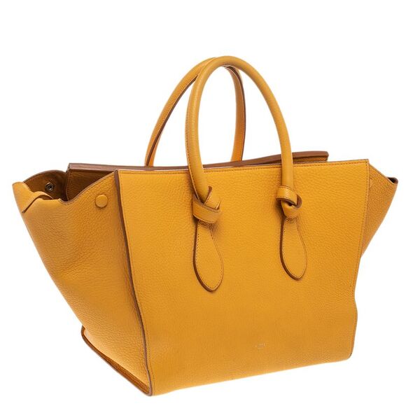 Celine Yellow Leather Small Tie Tote - Picture 3 of 4